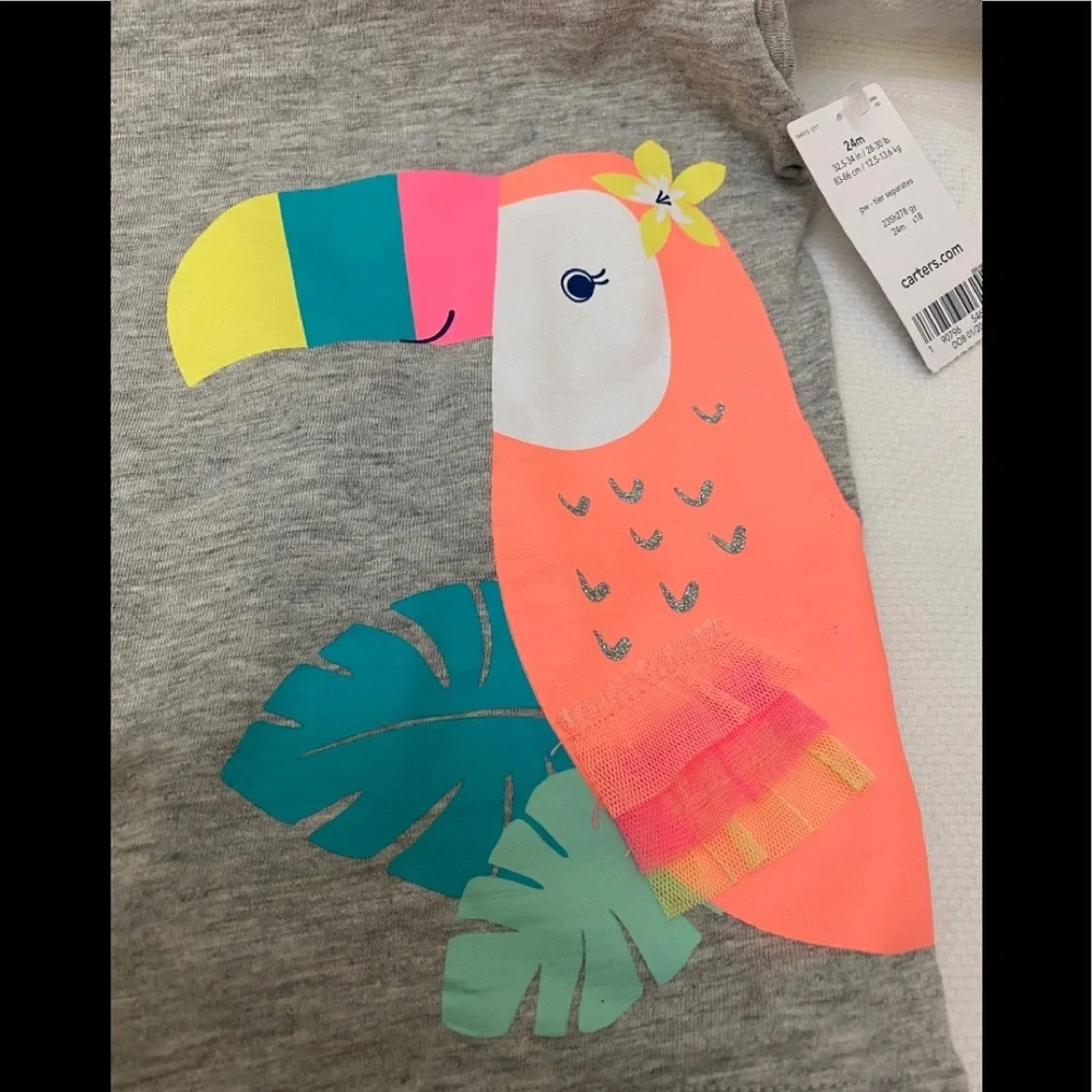 💙2/$15 Carter’s T Shirt 24m Cap Sleeve PelicanNWT - Picture 2 of 6